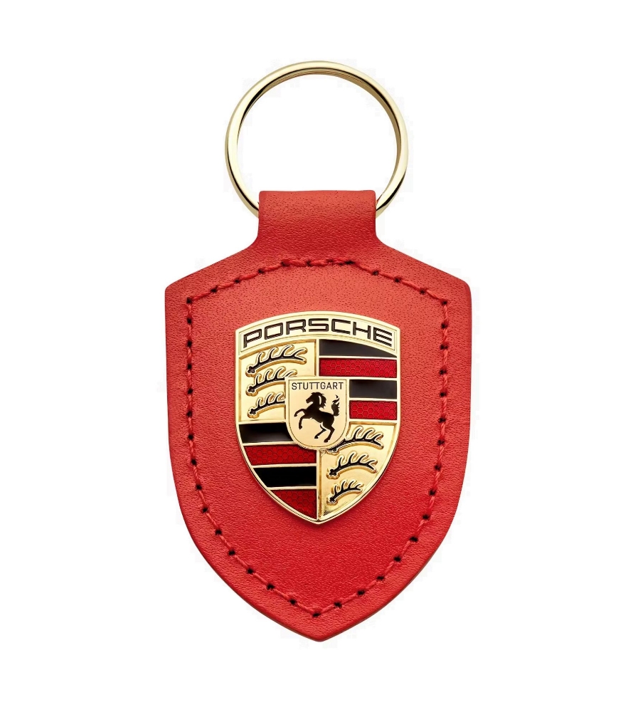 Picture of Porsche Crest Leather Keyring in Lava Orange