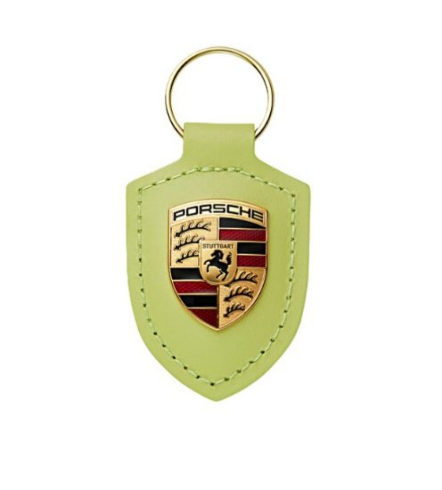 Picture of Porsche Crest Leather Keyring in Yellow Metallic